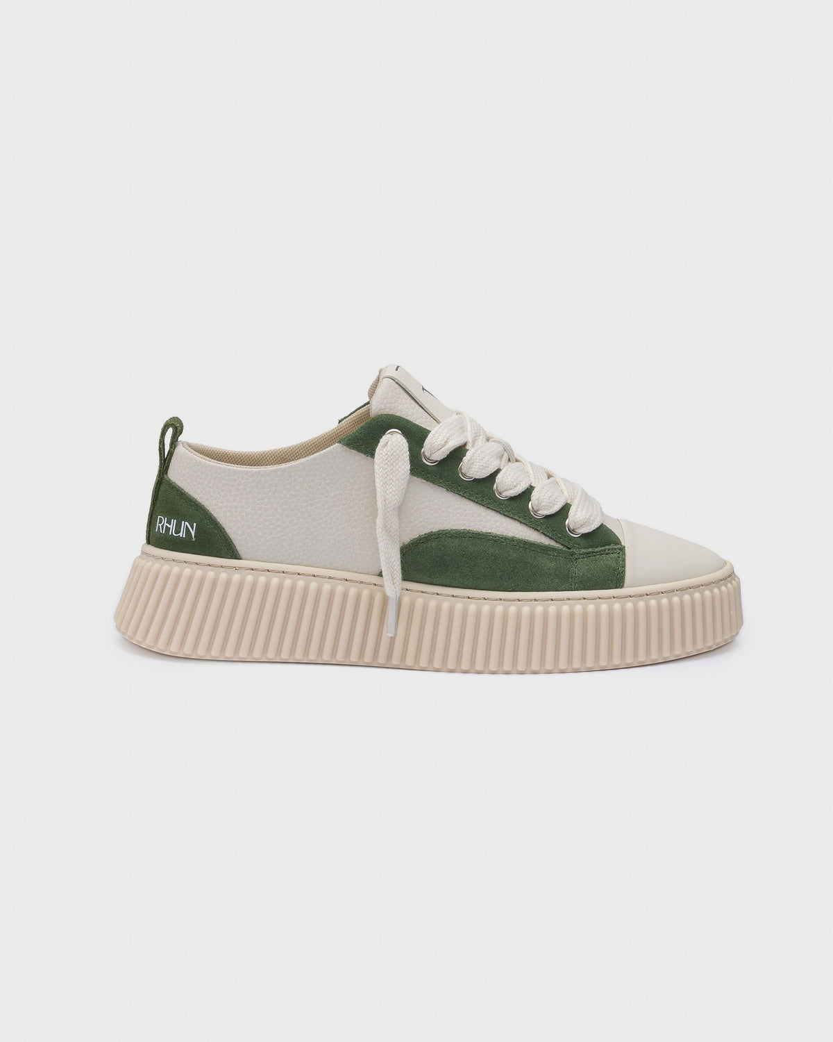 Sneakers 2027 Beige/Green Grain Leather Mix