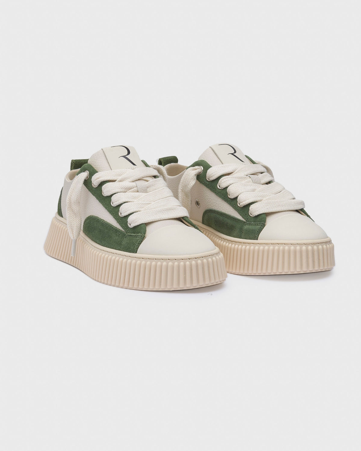 Sneakers 2027 Beige/Green Grain Leather Mix