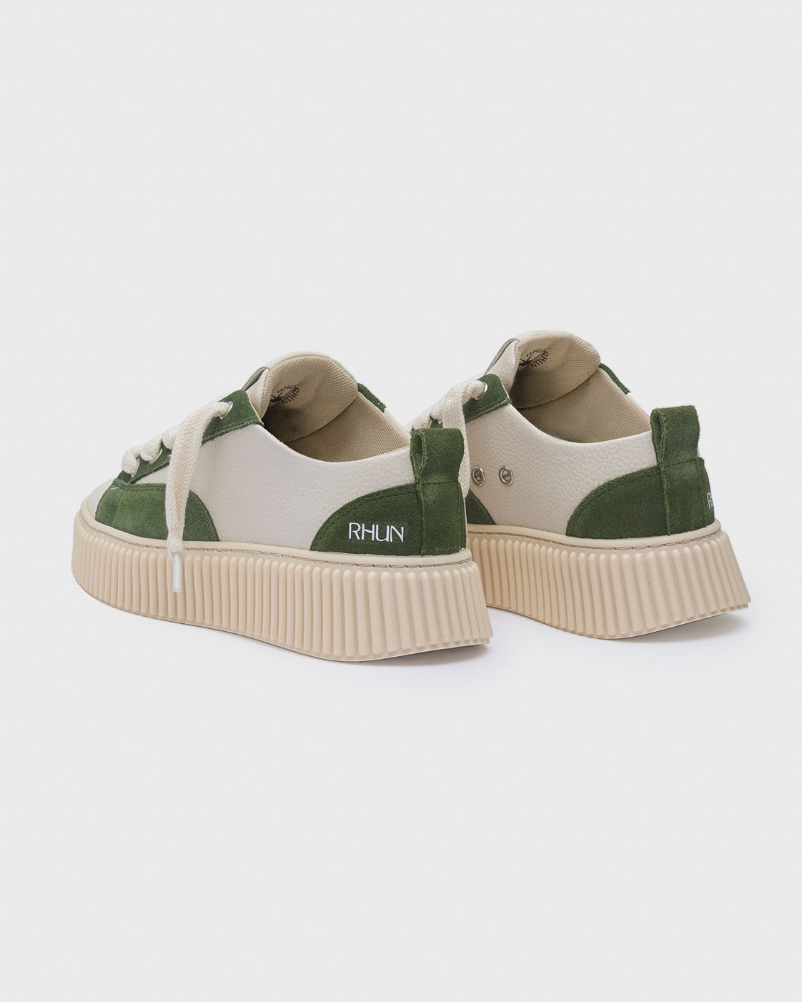 Sneakers 2027 Beige/Green Grain Leather Mix