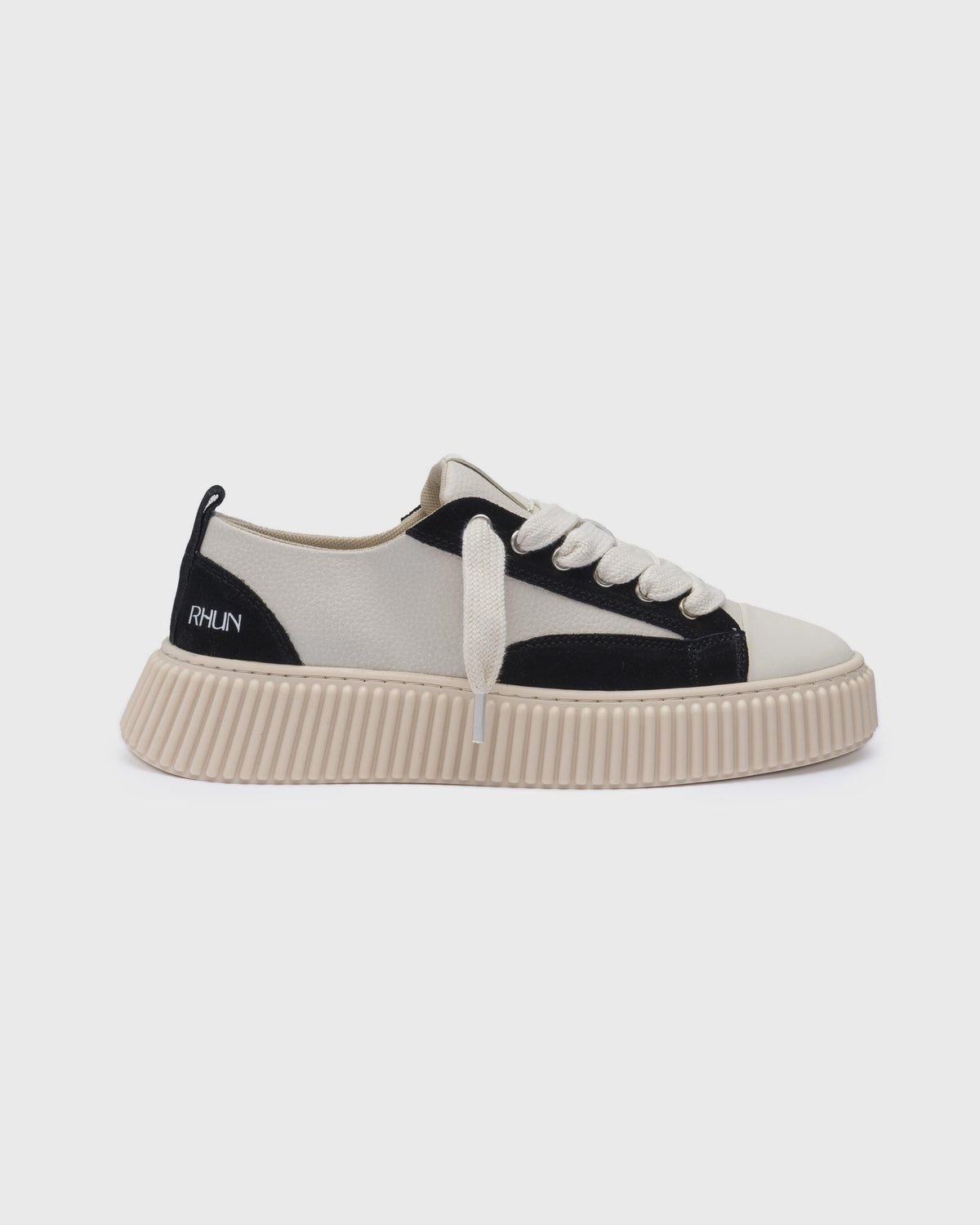 Sneakers 2027 Beige/Black Grain Leather Mix