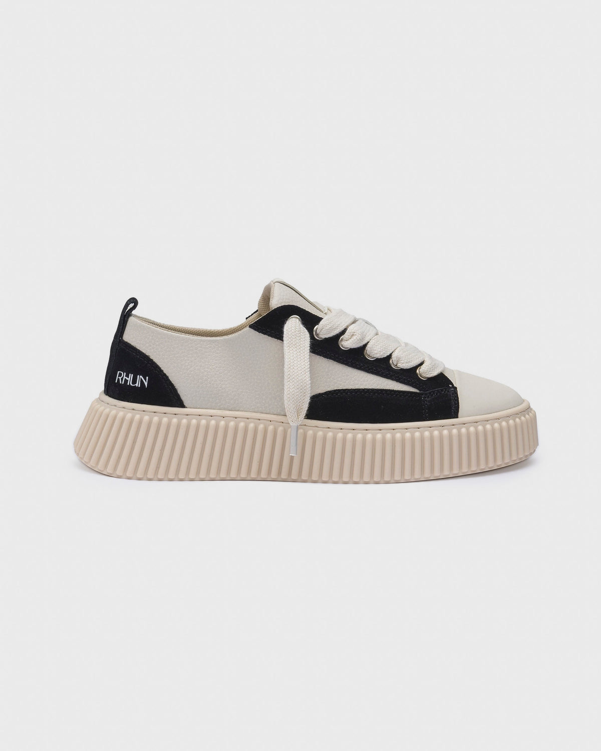 Sneakers 2027 Beige/Black Grain Leather Mix