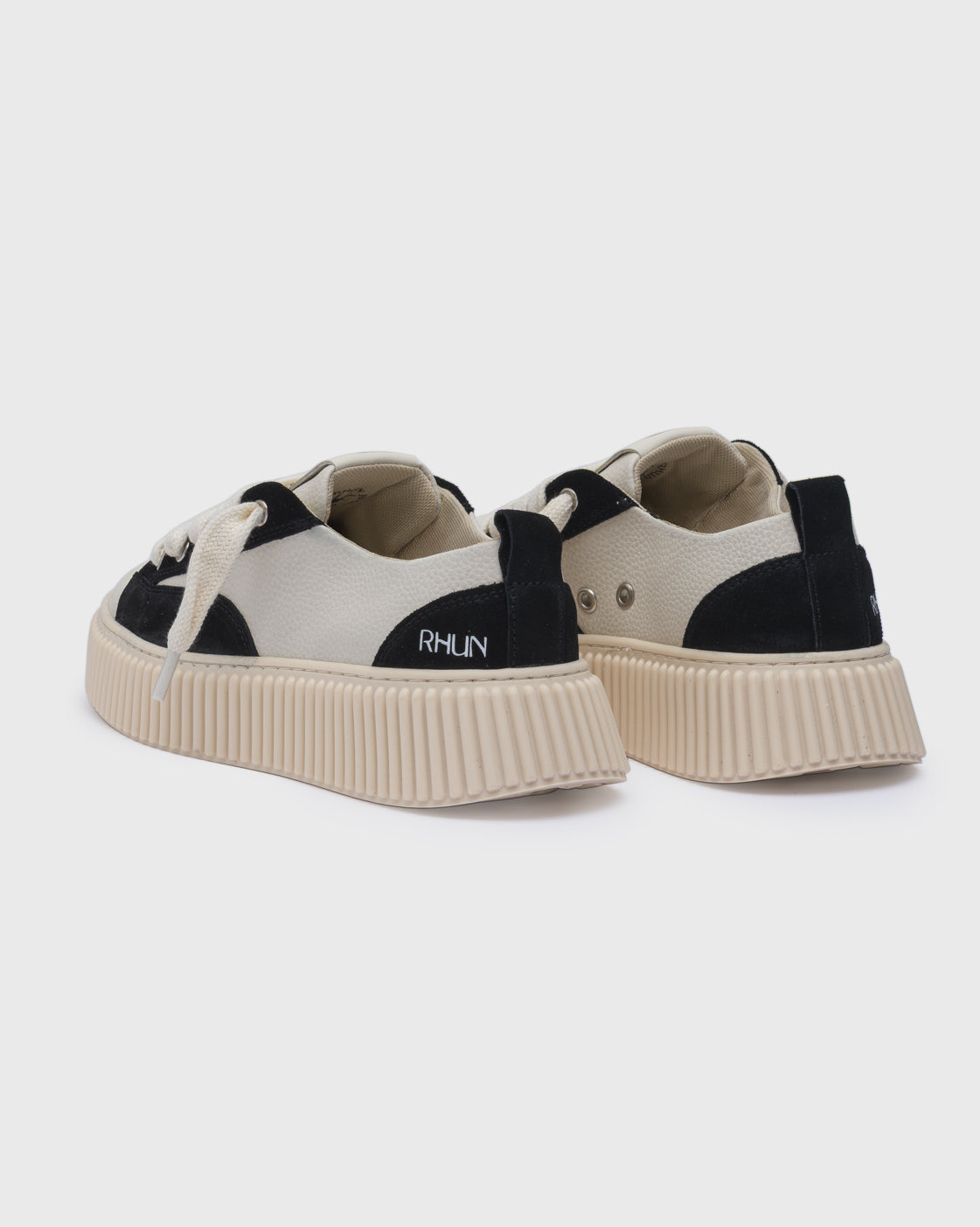 Sneakers 2027 Beige/Black Grain Leather Mix