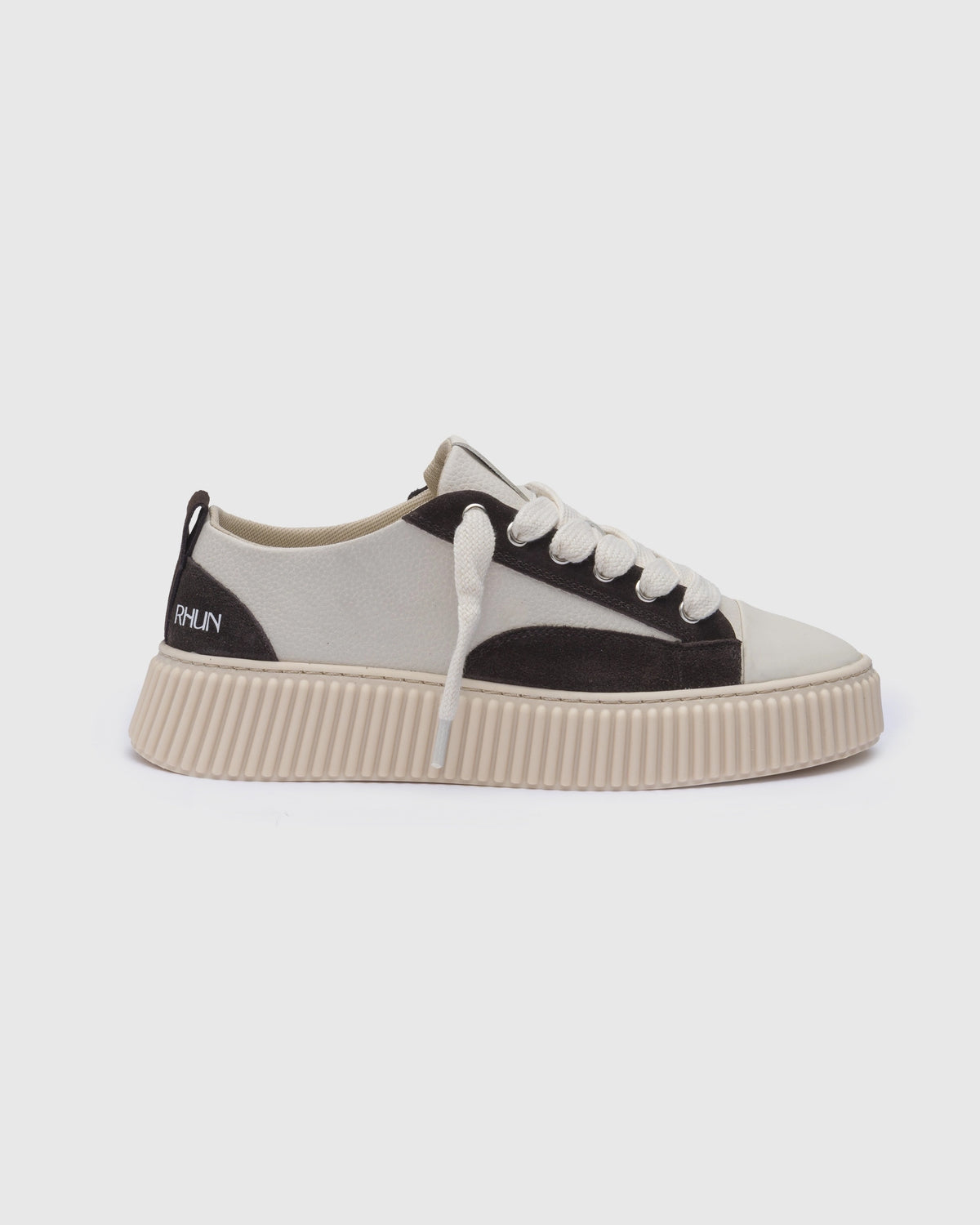 Sneakers 2027 Beige/Dark Brown Grain Leather Mix