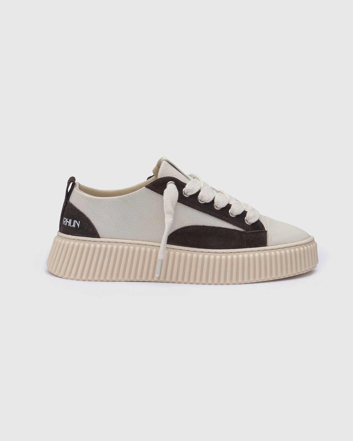 Sneakers 2027 Beige/Dark Brown Grain Leather Mix