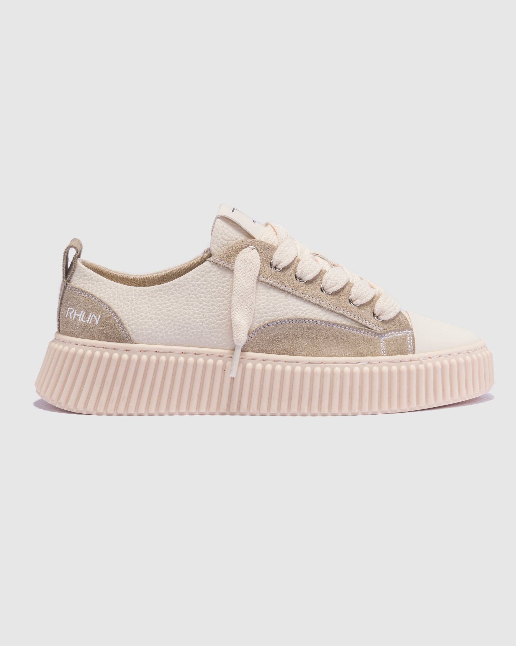 Sneakers 2019 Beige Grain Leather Mix