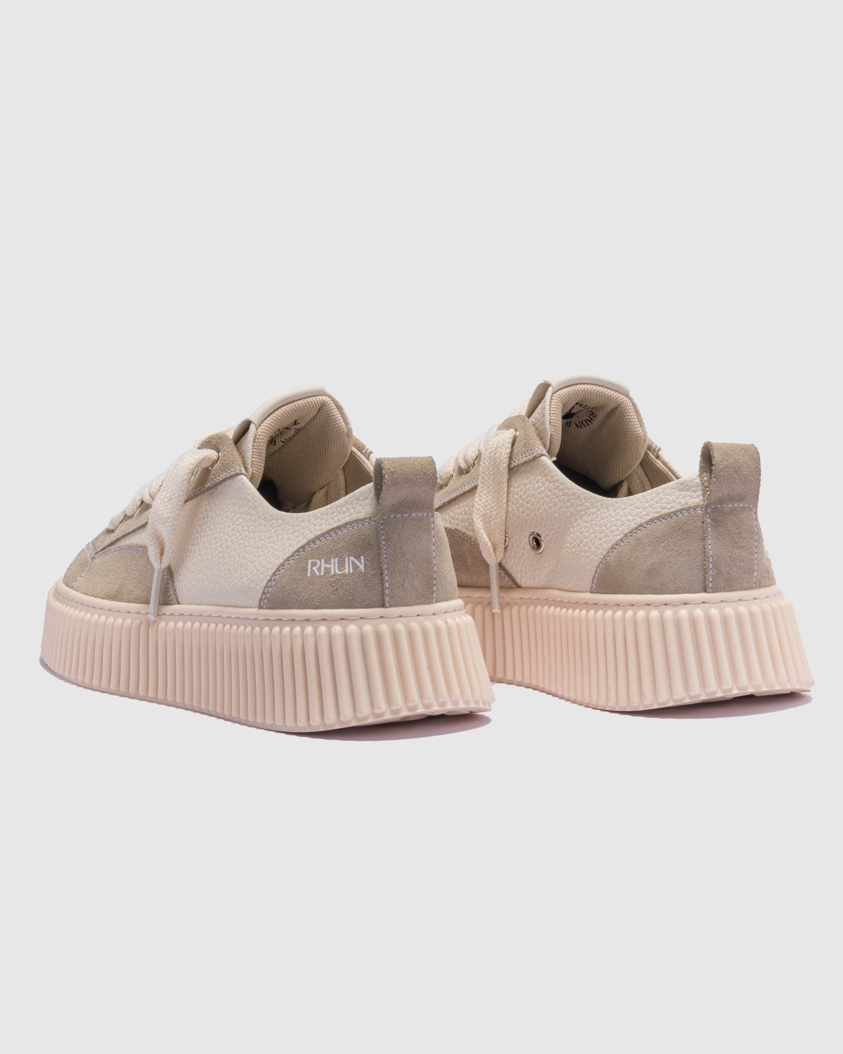 Sneakers 2019 Beige Grain Leather Mix